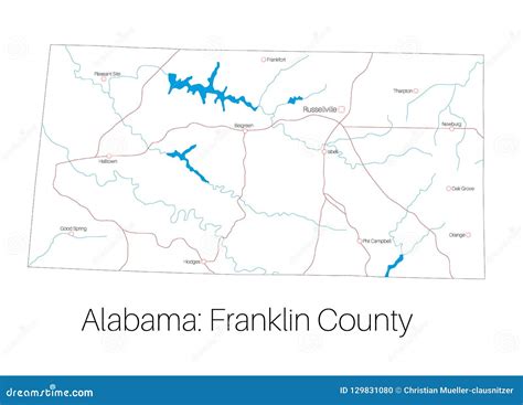 Map of Franklin County in Alabama Stock Vector - Illustration of ...