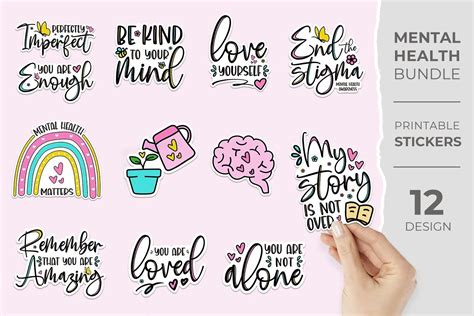 Mental Health Stickers Illustration par KMarinaDesign · Creative Fabrica