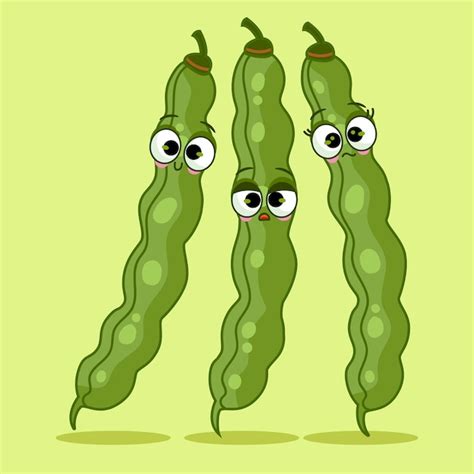 Free Vector | Hand drawn green bean cartoon illustration