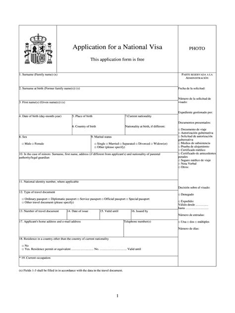 Spain National Visa Application Form - Fill and Sign Printable Template ...