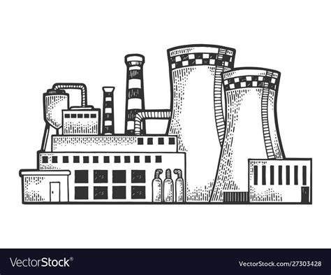 Nuclear power plant sketch Royalty Free Vector Image