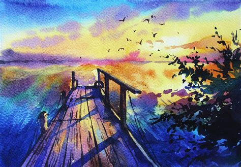 Watercolor Sunset For Beginners at PaintingValley.com | Explore ...