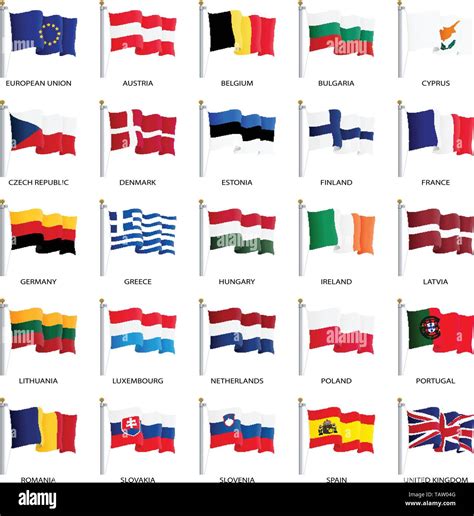 European Union country flags, member states EU. Vector illustration ...