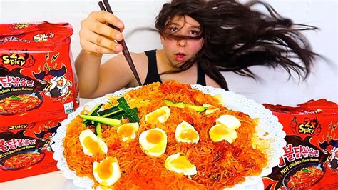 KOREAN COLD SPICY NOODLE • Mukbang & Recipe - YouTube