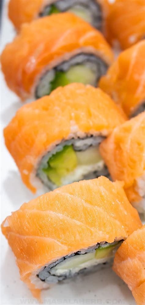 Philadelphia Roll Sushi Recipe (+VIDEO) | MasalaHerb.com