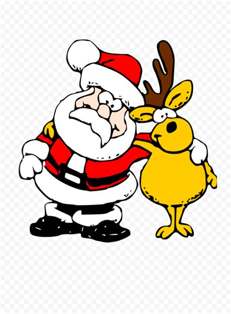 Cartoon Clipart Santa With Rudolph Reindeer PNG IMG | Citypng