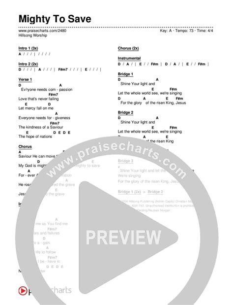 Mighty To Save Chords PDF (Hillsong Worship) - PraiseCharts