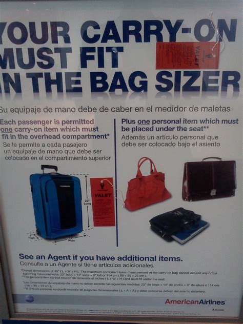 American Airlines American Eagle Carry-On Bag Must Fit In The Bag Sizer ...