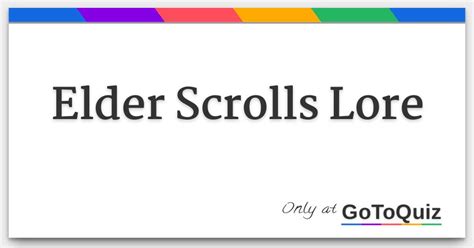 Elder Scrolls Lore