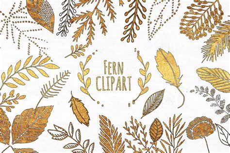 Black and Gold Fern Leaf Clipart Set ~ Illustrations ~ Creative Market