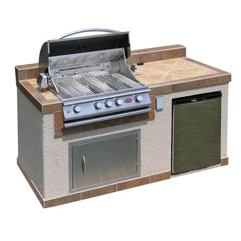 Cal Flame Outdoor Kitchen 4-Burner Barbecue Grill Island with ...