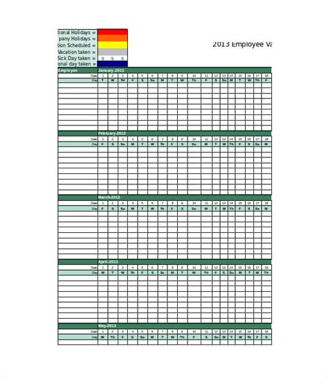 Printable Employee Vacation Tracker Excel