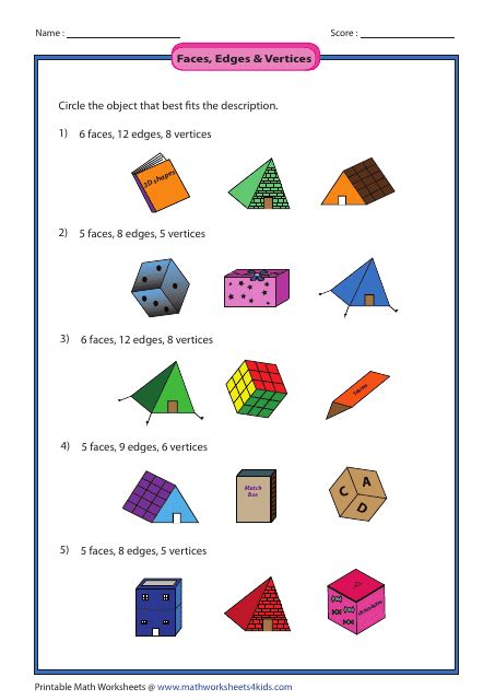 Faces, Edges & Vertices Worksheet With Answer Key - Book Download ...