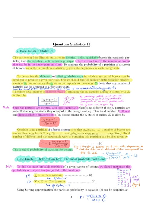 SOLUTION: Statistical physics bose einstein statistics - Studypool