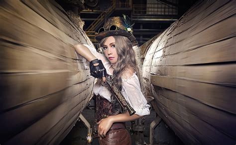 HD wallpaper: steampunk, gun, Asian, women, cosplay, girls with guns ...