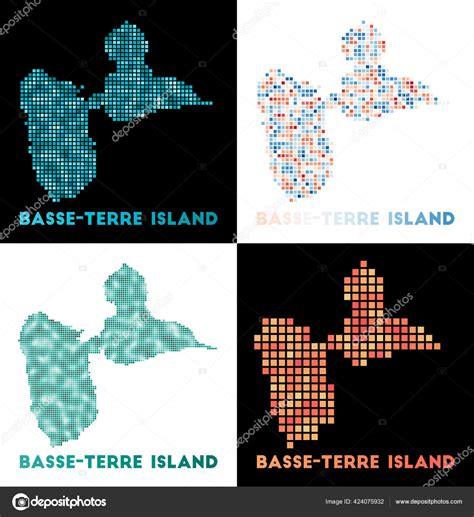 BasseTerre Island map Collection of map of BasseTerre Island in dotted ...