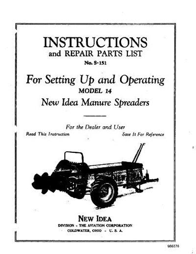 New Idea 14 Manure Spreader Manual | Farm Manuals Fast