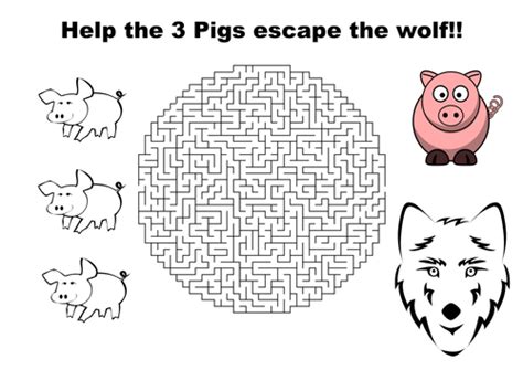 Help the 3 Pigs escape the wolf maze puzzle | Teaching Resources