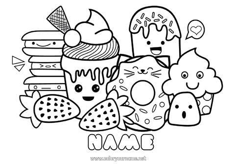 Free Coloring Page With Kawaii Food Doodle (Printable PDF)