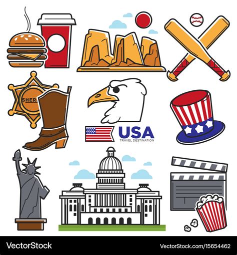 Usa america culture and american travel landmarks Vector Image