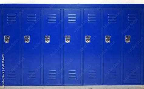 facade view of lockers in school gym painted in blue Stock Photo ...