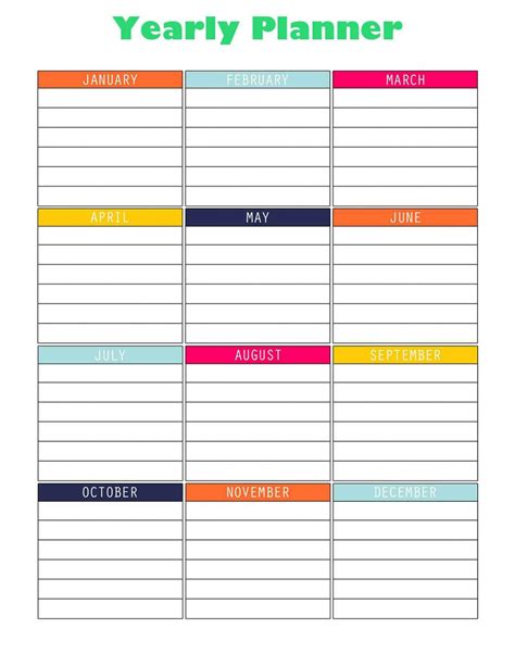 Free Printable Yearly Planner Template in PDF, Word & Excel