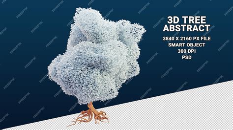 Premium PSD | Isolated 3d model of tree with abstract white leaves on ...