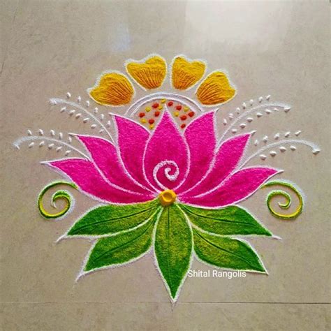 Shital Mali on Instagram: "Easy lotus rangoli design🌷🌺 #shitalrangolis ...