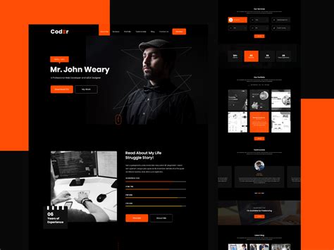 Portfolio Developer Free XD Website Template | Portfolio website ...