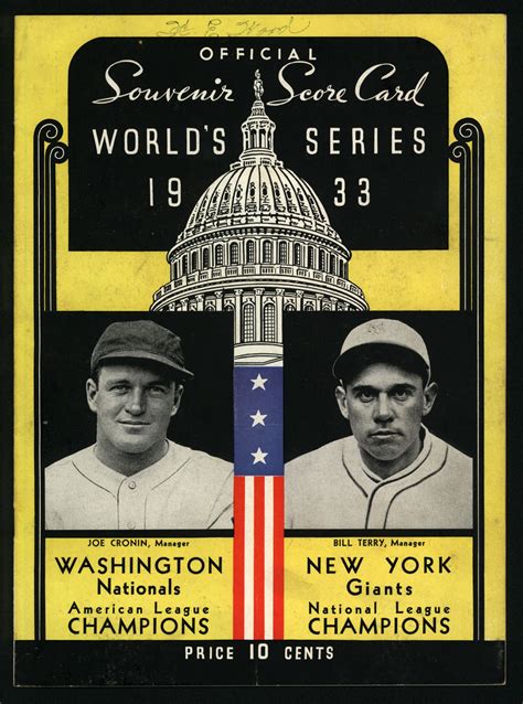 1933 World Series Program and Ticket (Washington) | eBay