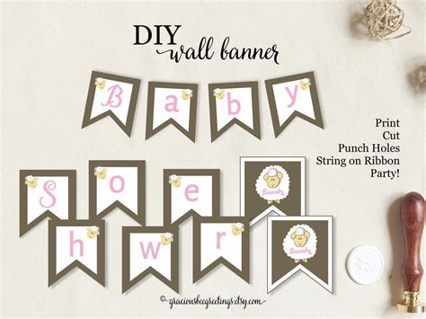 DIY Pink Baby Shower Banner, Printable Baby Shower Wall Banner, Pink ...