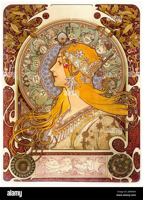 Alphonse Mucha, Zodiac, póster Art Nouveau, 1896 Fotografía de stock ...