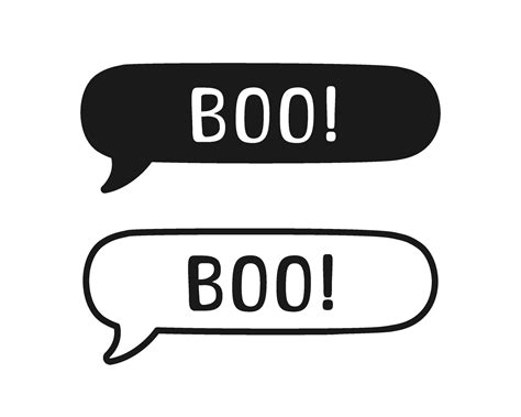 Boo text in speech bubble. Outline and Silhouette design doodle for ...