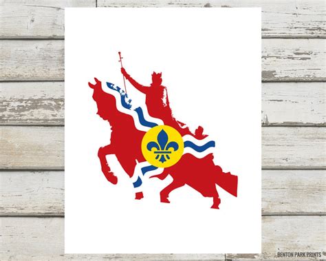 St Louis Statue Flag Print STL St Louis Saint Louis Statue - Etsy