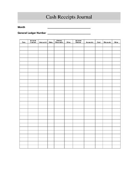 2022 Cash Receipts Journal Template - Fillable, Printable PDF & Forms ...