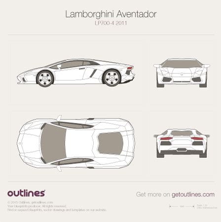 2011 Lamborghini Aventador LP700-4 Coupe drawings - download vector ...