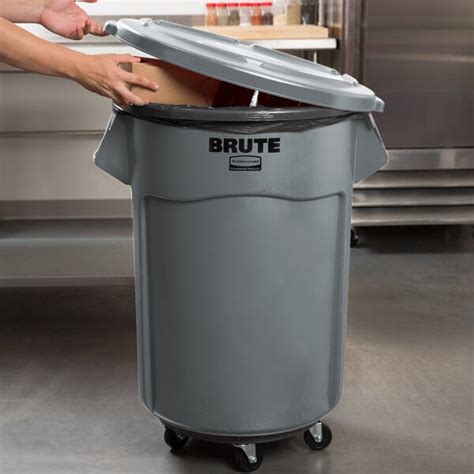 Rubbermaid Brute 55 Gallon Trash Can, Lid, & Dolly Kit