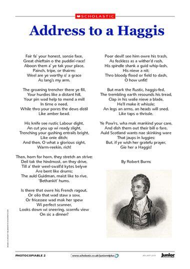 Address to a haggis | Burns night poem, Robbie burns night, Burns day