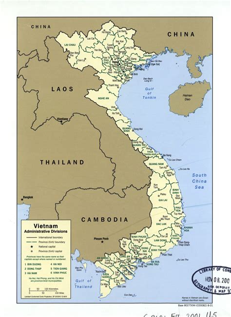 Large detailed administrative divisions map of Vietnam - 2001 | Vietnam ...