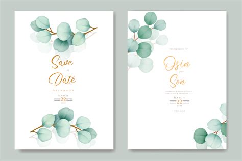 Watercolor Eucalyptus Wedding Invitation Graphic by ningsihretno262 ...