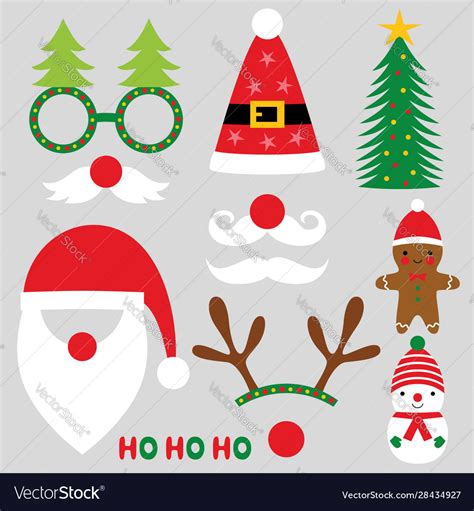 Christmas party photo booth props set Royalty Free Vector