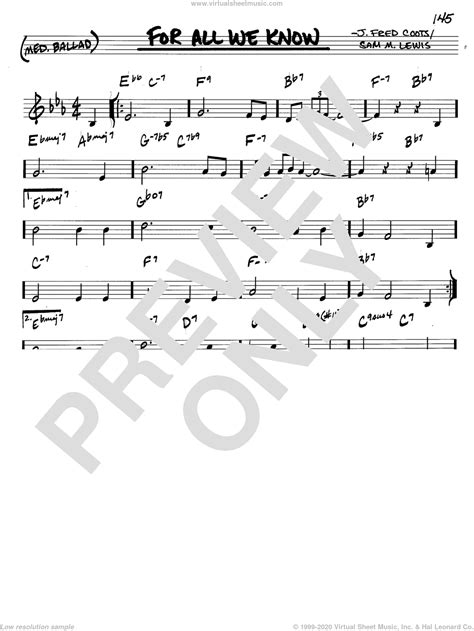 For All We Know sheet music (in C) (PDF)