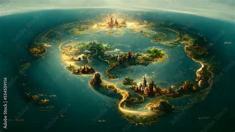 The map of the lost city of Atlantis Stock Illustration | Adobe Stock