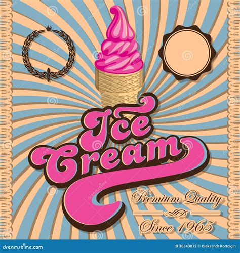 Vintage Background with Ice Cream and Inscriptions Stock Vector ...