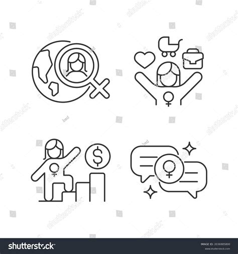 Mainstream Feminism Linear Icons Set Women Stock Vector (Royalty Free ...