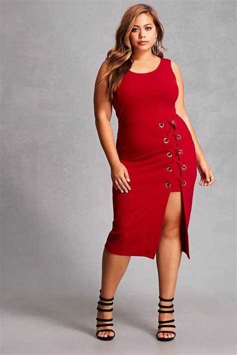 Forever 21 FOREVER 21+ Plus Size Lace-Up Dress | Sexy Red Dress ...