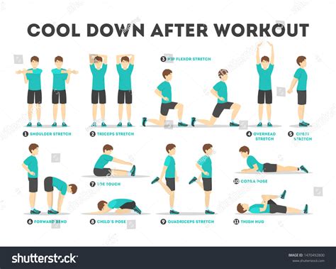 Cool Down After Workout Exercise Set Stock Vector (Royalty Free ...