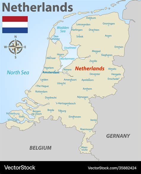 Map netherlands with cities Royalty Free Vector Image