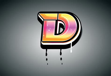 3D D Letter graffiti with drip effect 8168070 Vector Art at Vecteezy