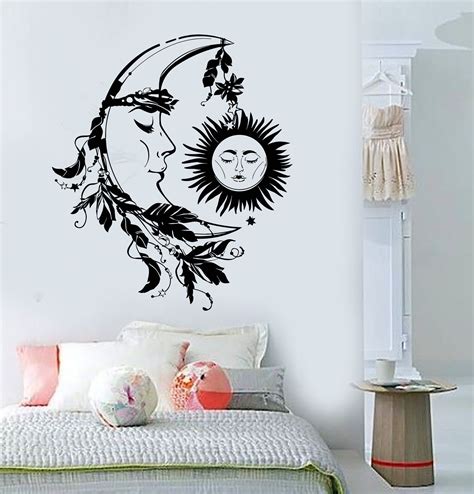 Vinyl Wall Decal Sun Moon Night Dream Bedroom Design Feather Stickers ...